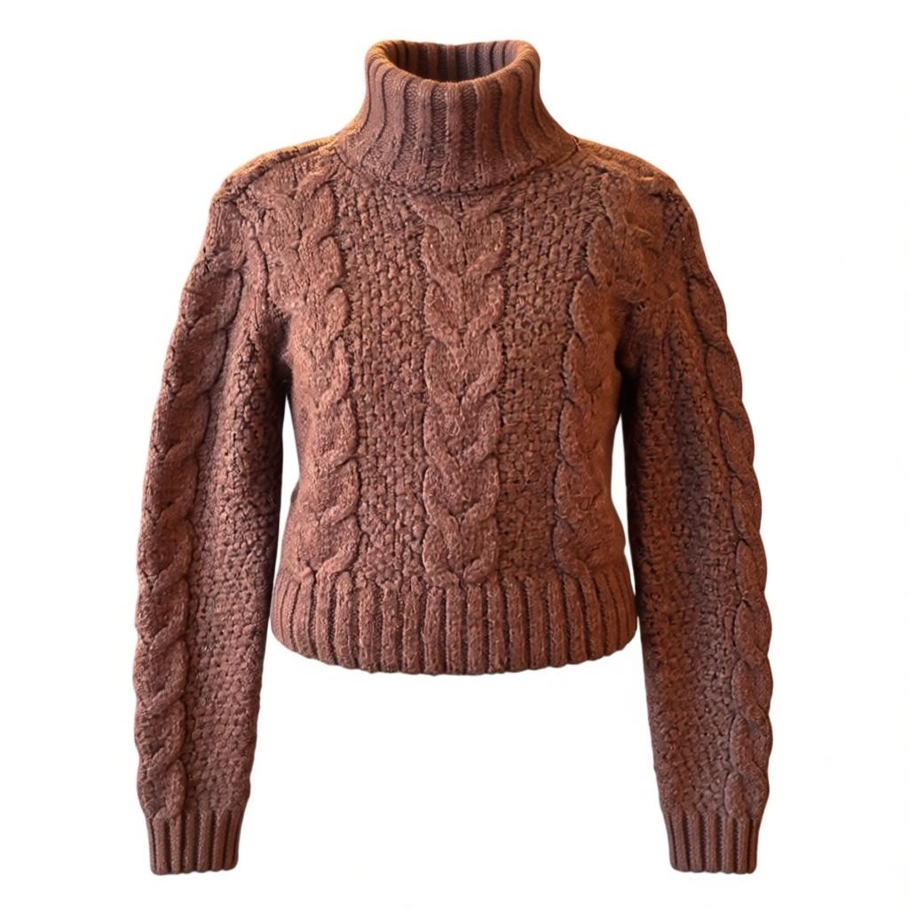 Brown Cable Knit Sweater