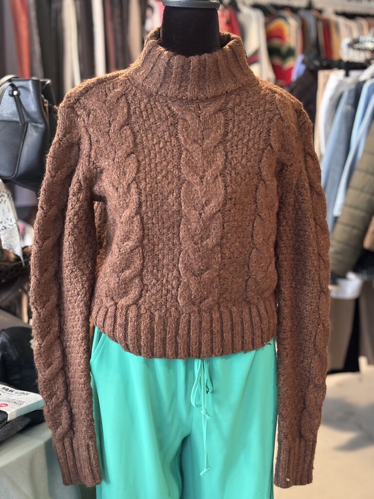 Brown Cable Knit Sweater