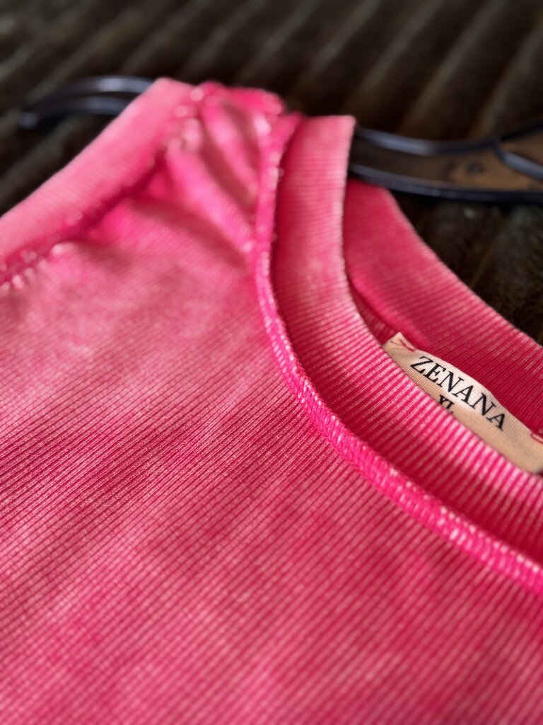 Zenana Women's XL Ribbed Pink Top