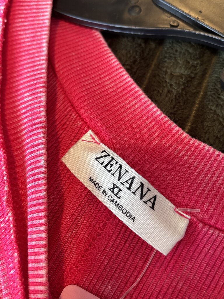 Zenana Women's XL Ribbed Pink Top