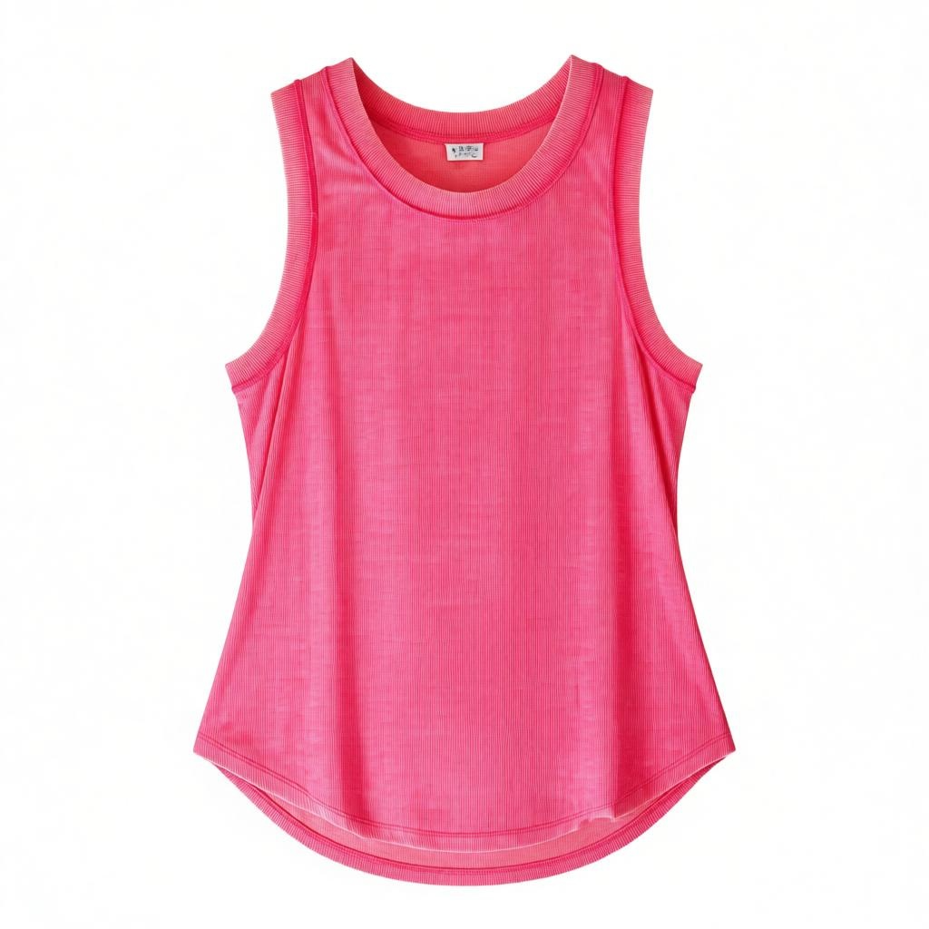Zenana Pink Ribbed Sleeveless Top