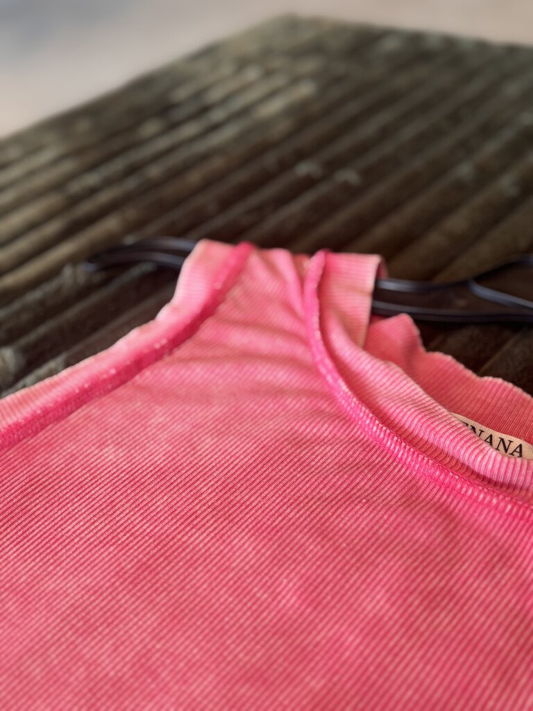 Zenana Pink Ribbed Sleeveless Top