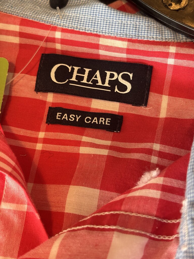 Chaps Men's Red Plaid Short Sleeve Shirt