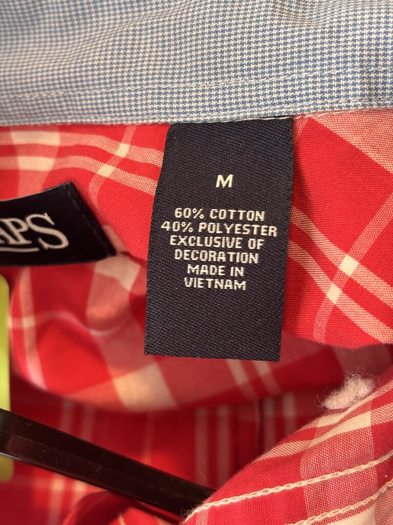 Chaps Men's Red Plaid Short Sleeve Shirt