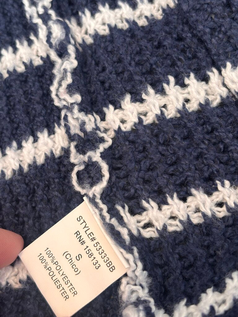 Navy Striped open cardigan