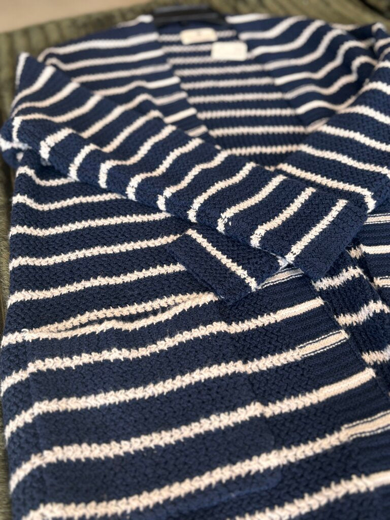 Navy Striped open cardigan