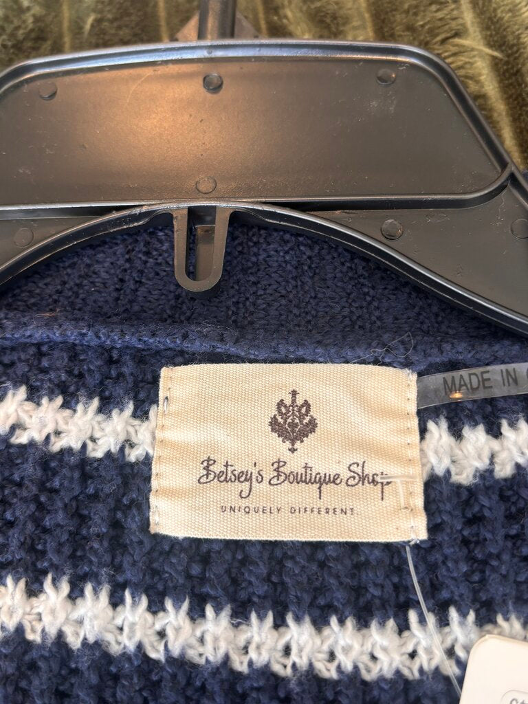 Navy Striped open cardigan