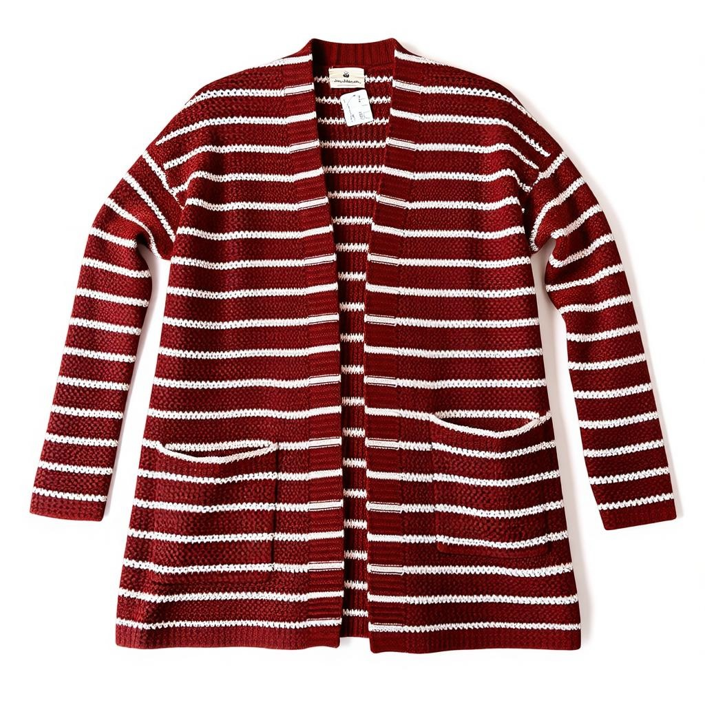 Rust Striped open cardigan