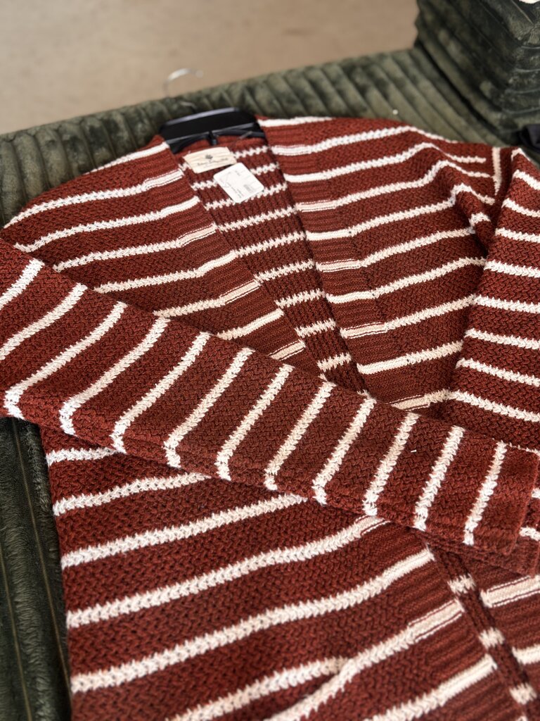 Rust Striped open cardigan
