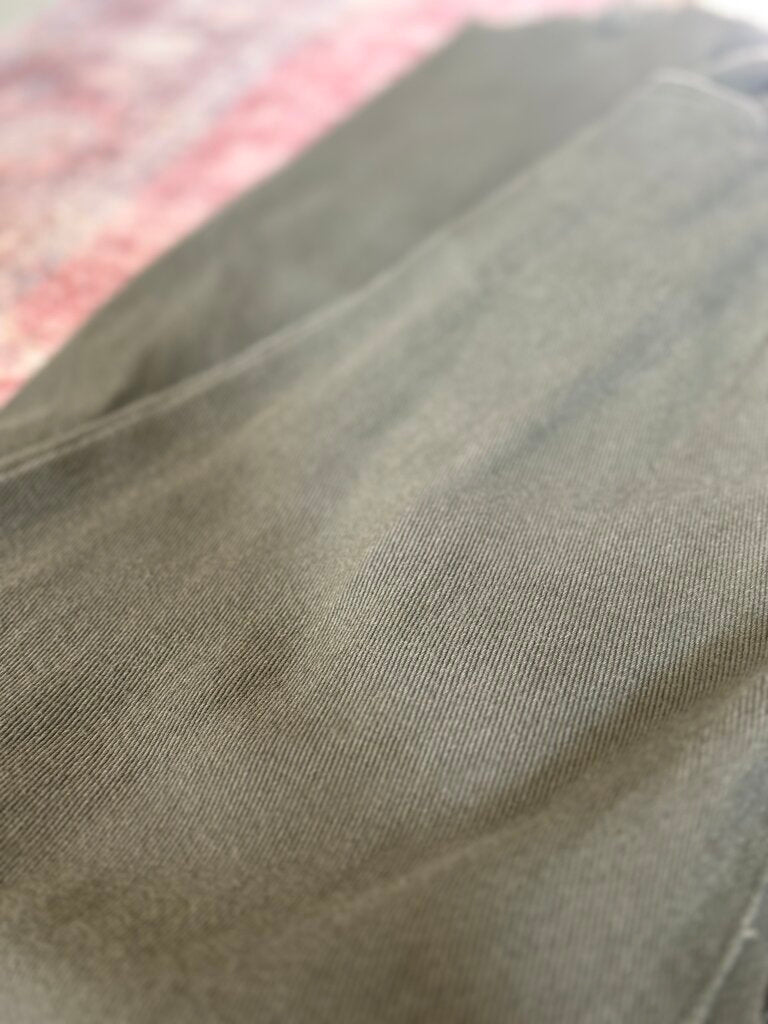 Olive Green Ruffle Waist Denim