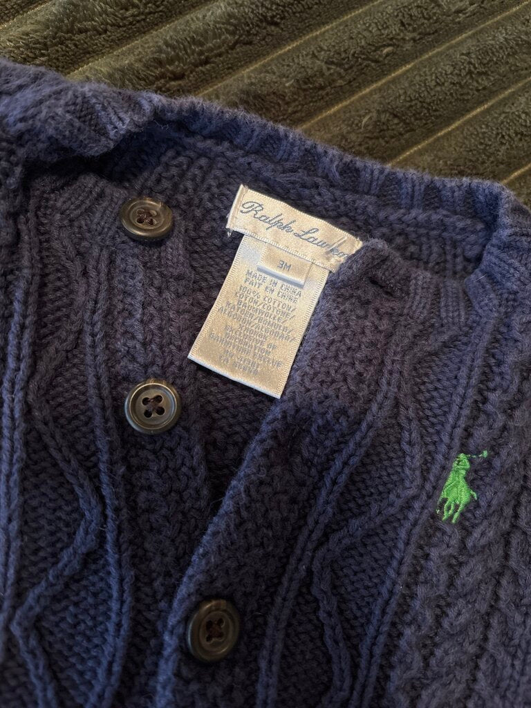 Infant 3Month Ralph Lauren Navy Cardigan
