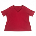 Bloomchic Women's Red V-Neck Ribbed Top