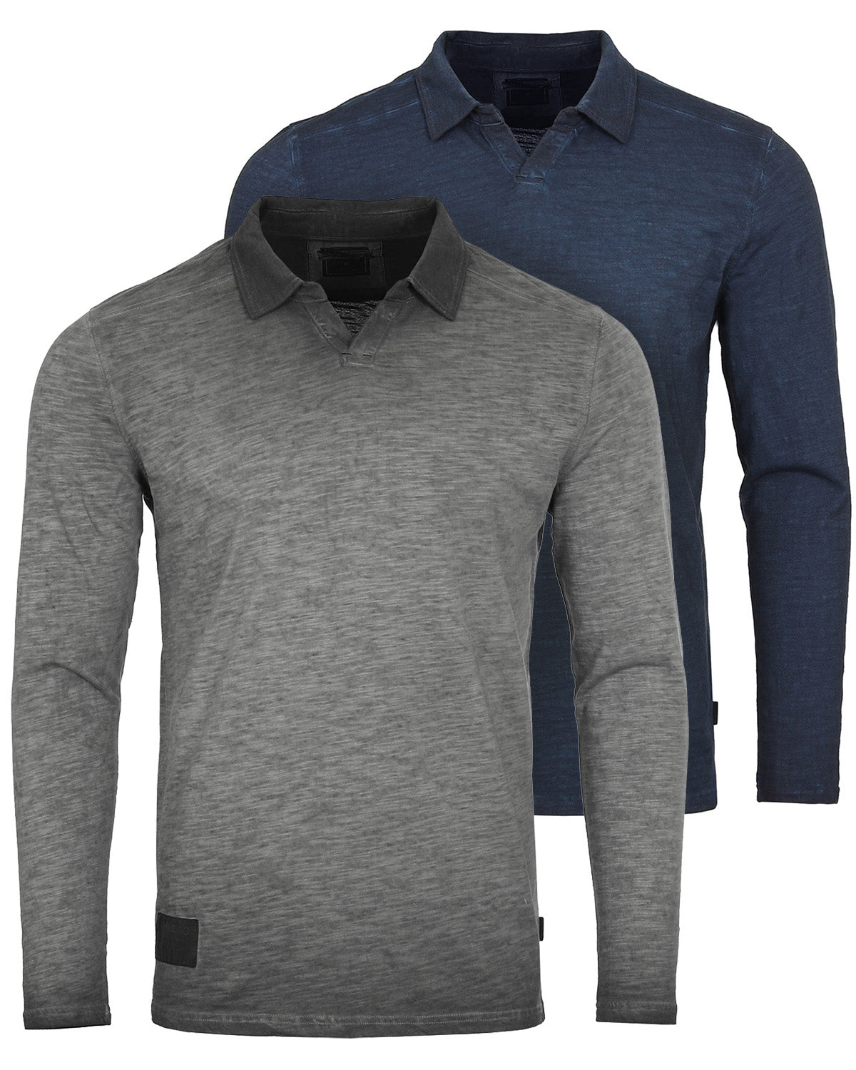 ZIMEGO Mens Long Sleeve V-Neck Henley Polo T-Shirt