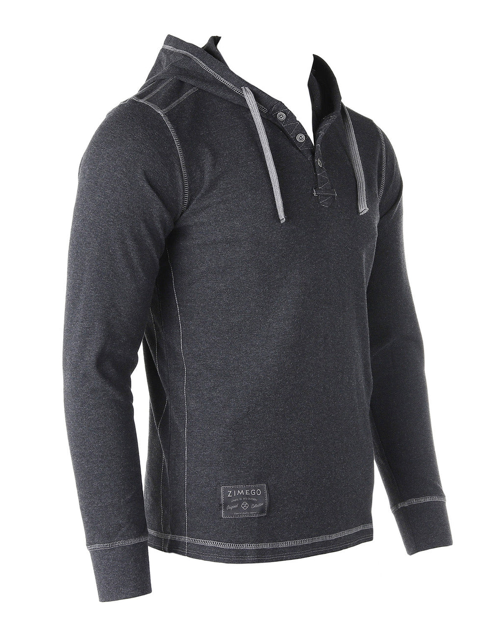 ZIMEGO Mens Thermal Long Sleeve Lightweight Hooded Henley