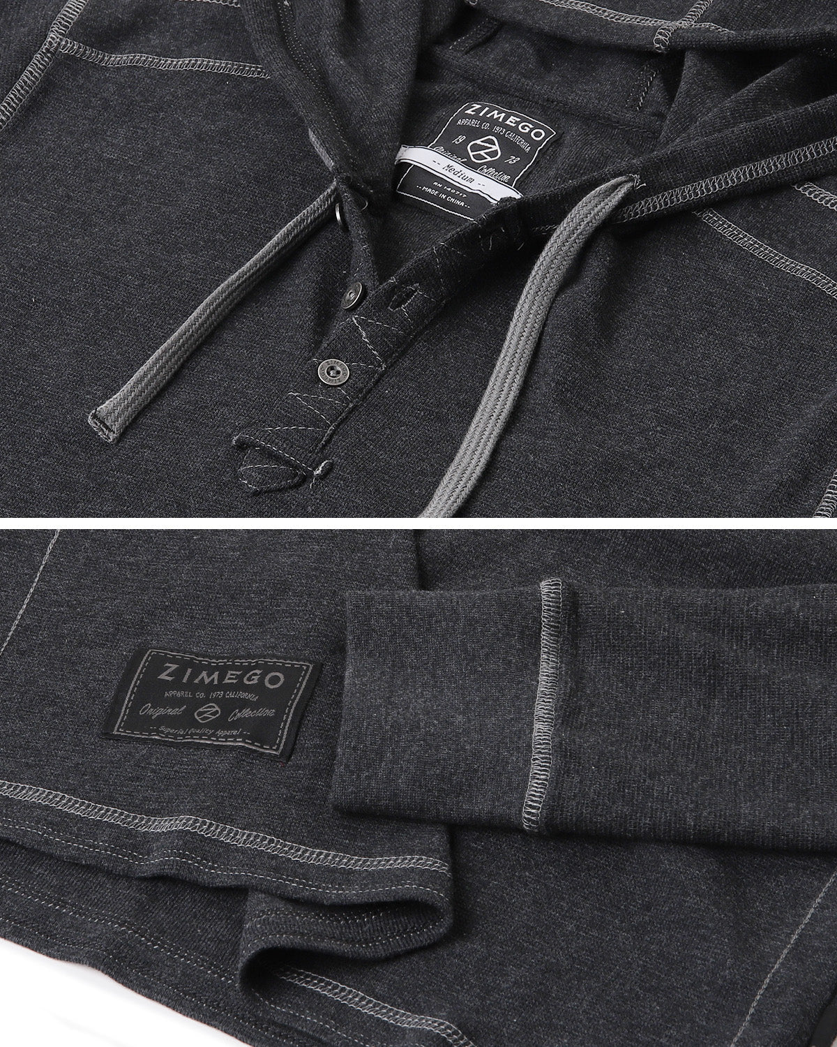 ZIMEGO Mens Thermal Long Sleeve Lightweight Hooded Henley