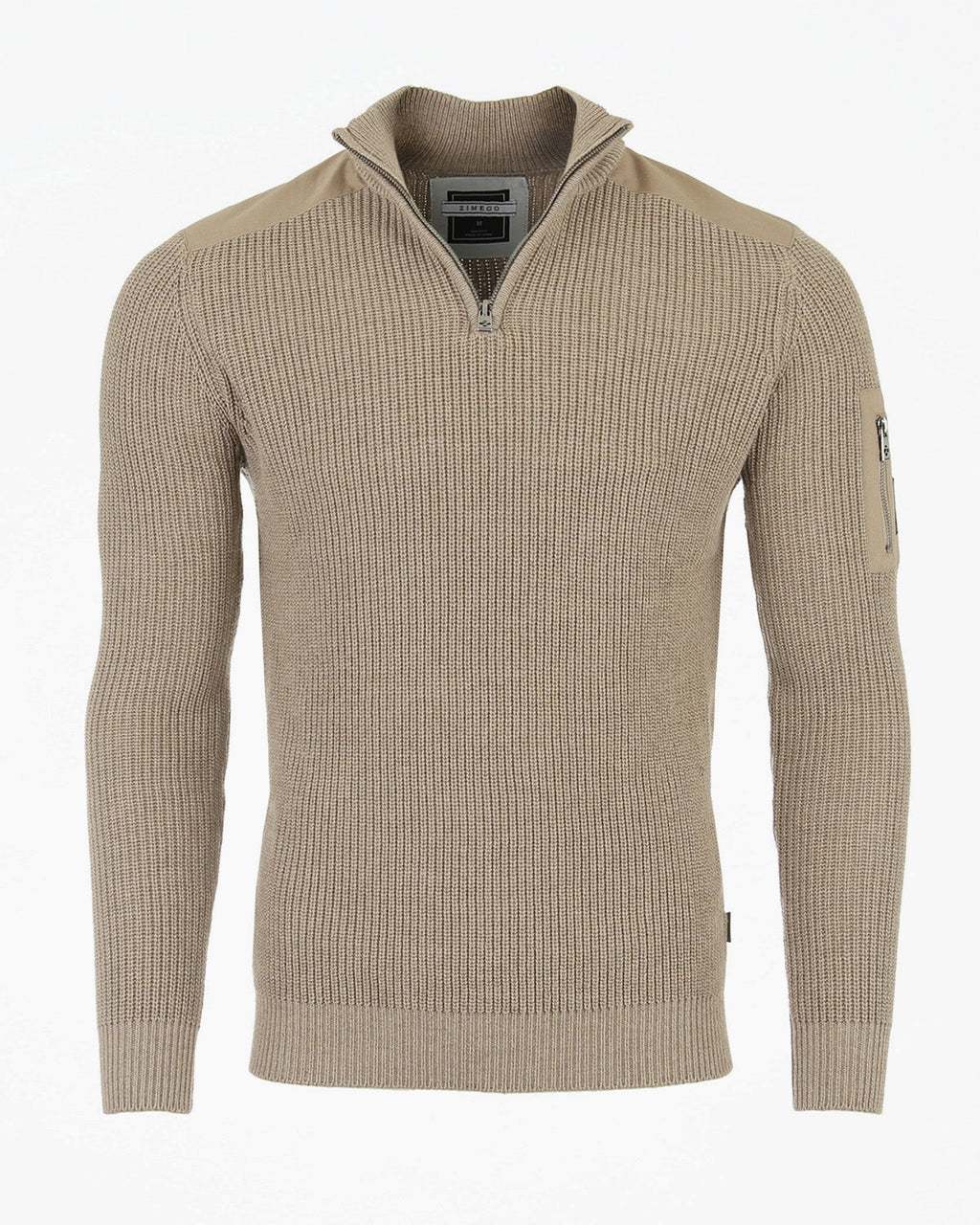 ZIMEGO Mens Long Sleeve Pullover Quarter Zip Polo Sweater