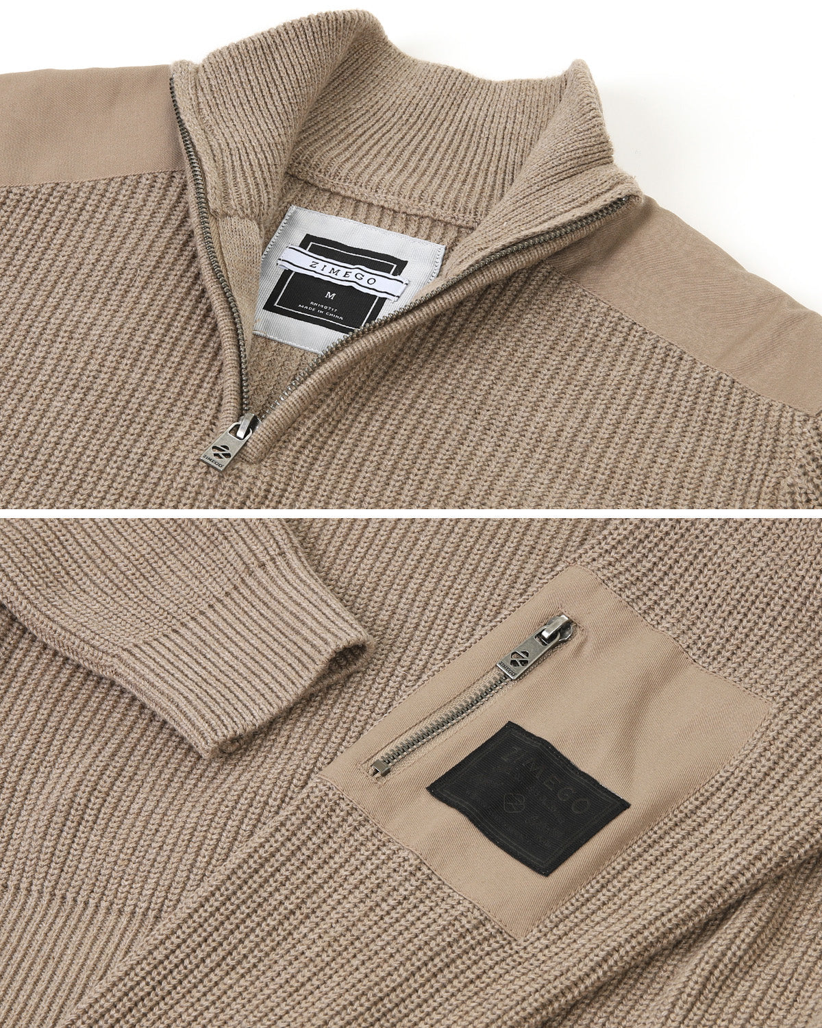 ZIMEGO Mens Long Sleeve Pullover Quarter Zip Polo Sweater