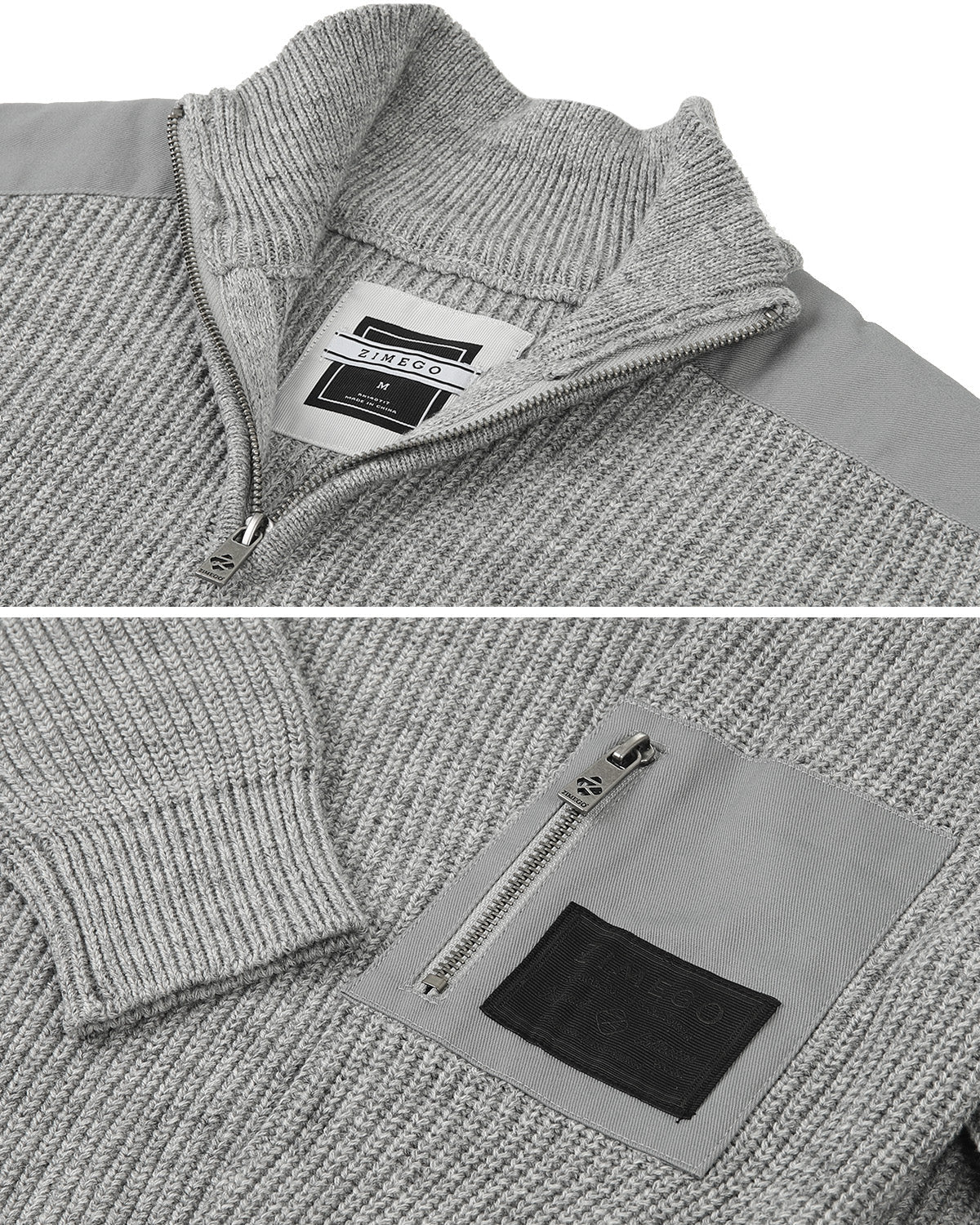 ZIMEGO Mens Long Sleeve Pullover Quarter Zip Polo Sweater