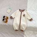 Baby Simple Teddy Pattern Long Sleeves Cozy Rompers